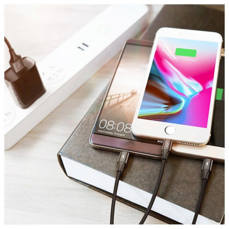 Кабель для iPhone Micro, Type-C, Baseus Rapid Series 3-in-1 Cable Micro+Lightning+Type-C 3A 1.2m