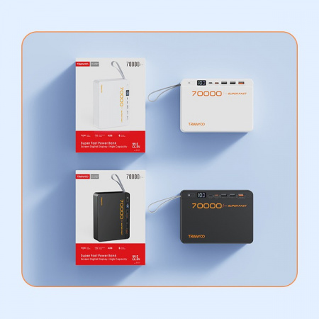 Внешний Аккумулятор с супер-быстрой зарядкой Tranyoo T-F17 70000mAh DUAL 22.5W