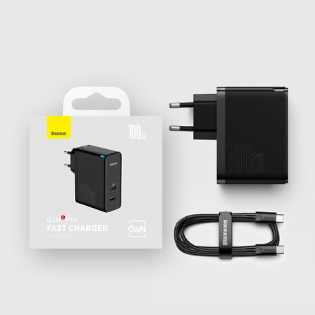 Сетевое зарядное устройство Baseus GaN5 Pro Fast Charger C+U 100W EU
