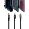 Кабель для передачи данных / быстрой зарядки / Baseus Rapid Series 3-in-1 Fast Charging Data Cable Type-C to C+L+C PD 20W 1.5m Black