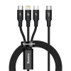 Кабель для передачи данных / быстрой зарядки / Baseus Rapid Series 3-in-1 Fast Charging Data Cable Type-C to C+L+C PD 20W 1.5m Black