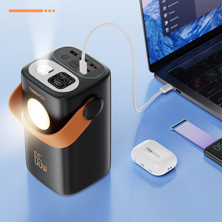 Внешний Аккумулятор с супер-быстрой зарядкой и фонариком Tranyoo T-F23 60000mAh 65W
