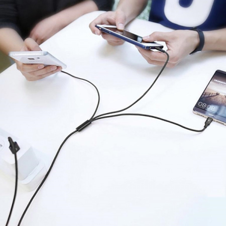Кабель для передачи данных / быстрой зарядки / Baseus Rapid Series 3-in-1 Fast Charging Data Cable Type-C to C+L+C PD 20W 1.5m Black