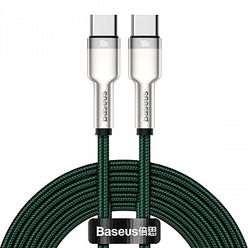 Кабель Baseus Cafule Series Metal Data Cable Type-C to Type-C 100W 2m Green