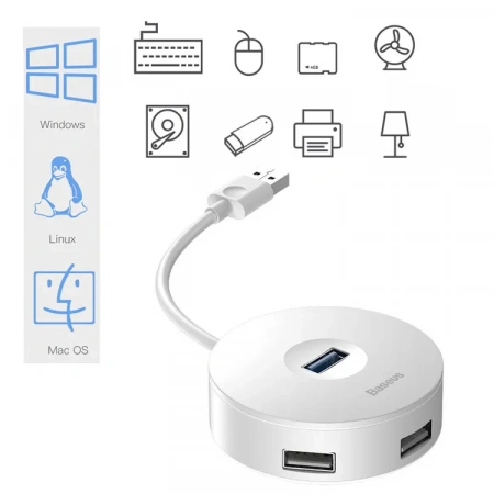 Хаб-адаптер Baseus Round Box 4-port USB 3.0 Hub Adapter