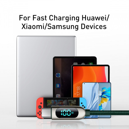 Кабель с индикатором тока зарядки Baseus Display Fast Charging Data Cable Type-C to Type-C 100W 2m