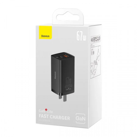 Сетевое зарядное устройство Baseus GaN3 Lite Fast Charger 67W C+U CN