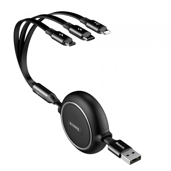 Кабель Baseus Golden Loop Three-in-One Elastic Data Cable USB for M+L+T 3.5A 1.2m