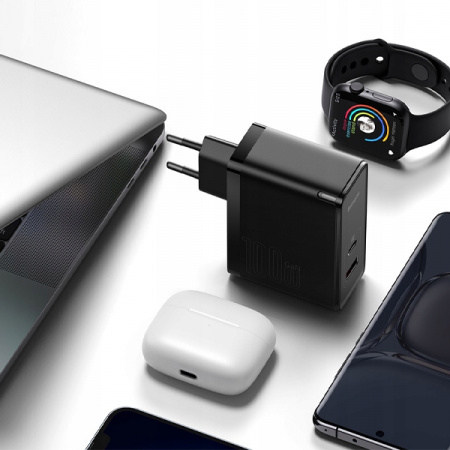 Сетевое зарядное устройство Baseus GaN5 Pro Fast Charger C+U 100W EU