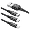 Кабель для iPhone Micro, Type-C, Baseus Rapid Series 3-in-1 Cable Micro+Lightning+Type-C 3A 1.2m