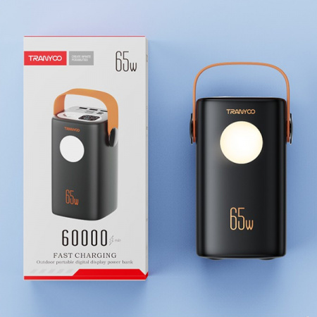 Внешний Аккумулятор с супер-быстрой зарядкой и фонариком Tranyoo T-F23 60000mAh 65W