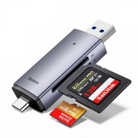 Картридер Baseus Lite Series USB-A & Type-C to SD/TF Card Reader